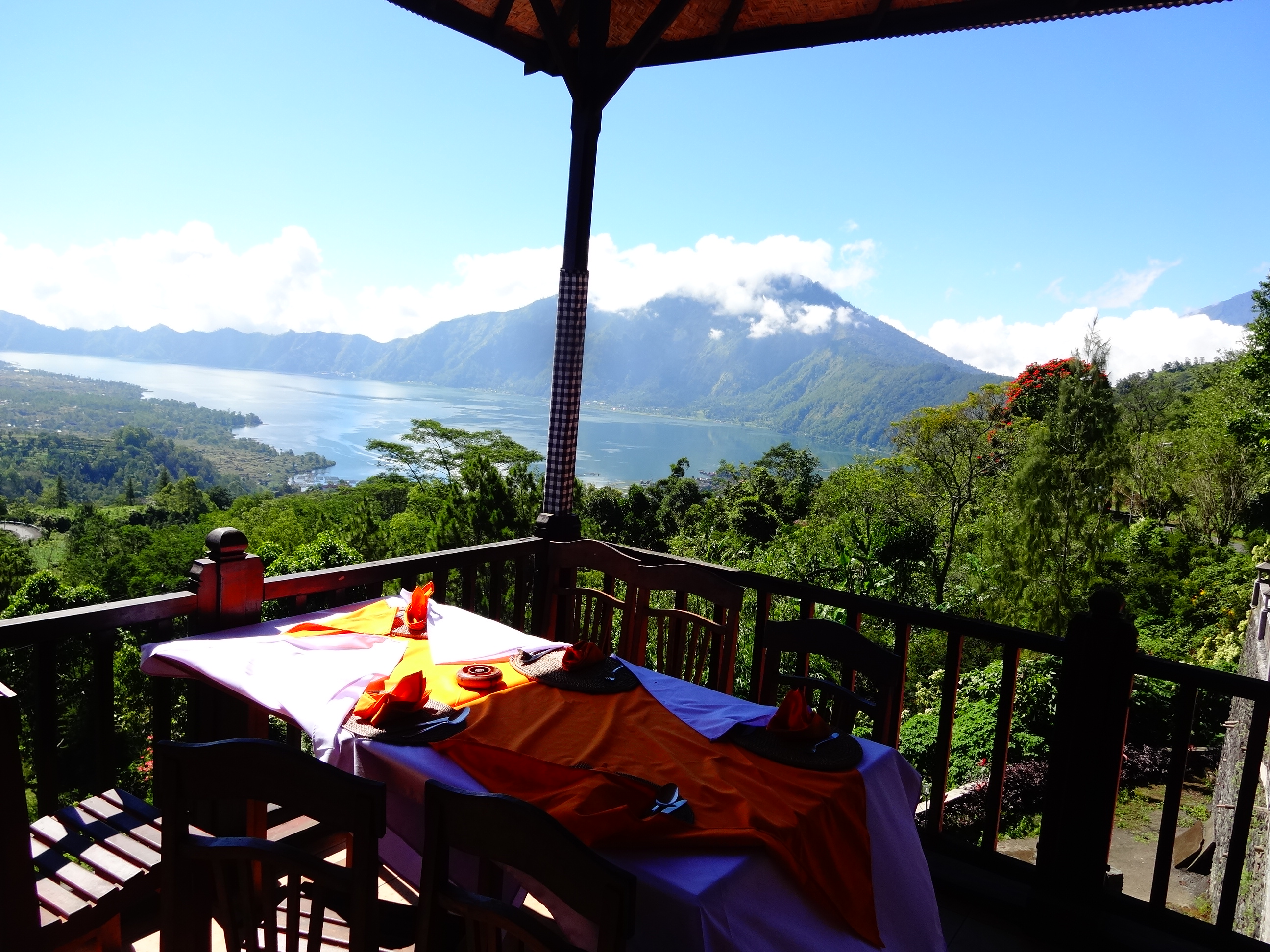 Breakfast with a view of Mount Batur and the crater lake
