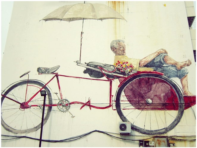 rickshaw bike street art penang