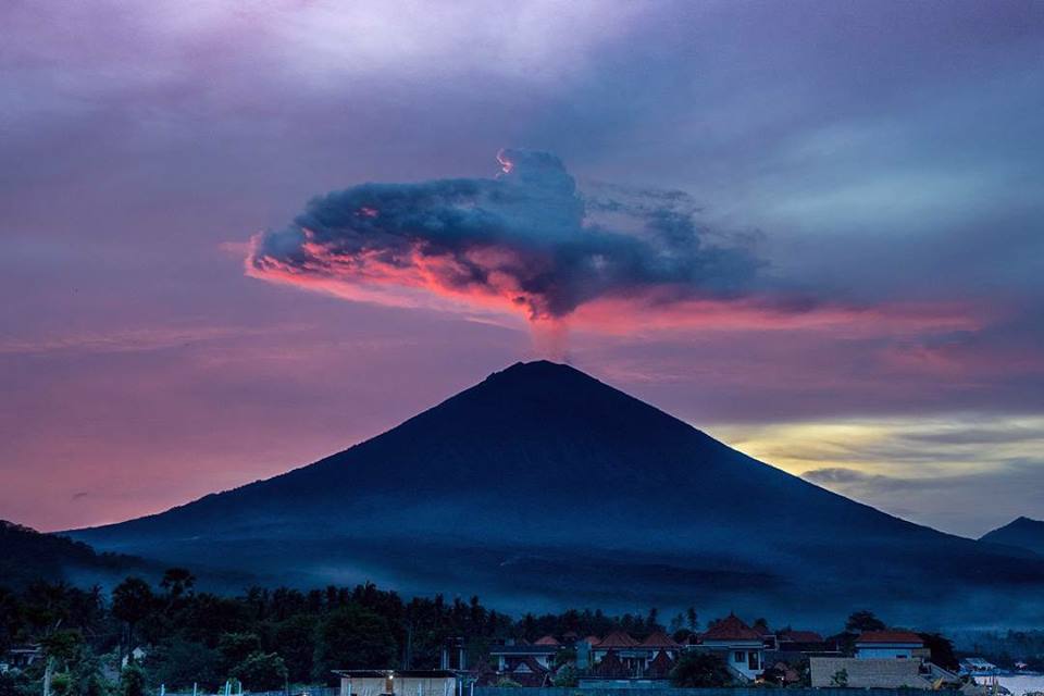 sunset at bali volcano