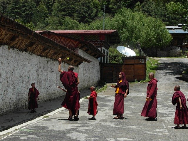 monks playing Bhutan